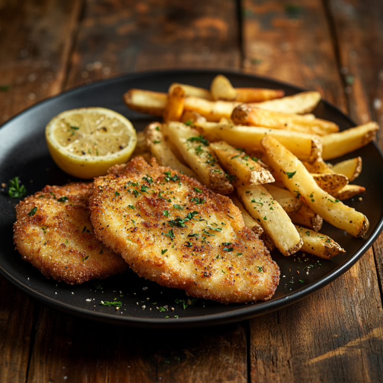mikreativo_61705_A_delectable_schnitzel_and_gold_brown_fries__68790d47-6cc5-4883-b255-052078f0fadf_0